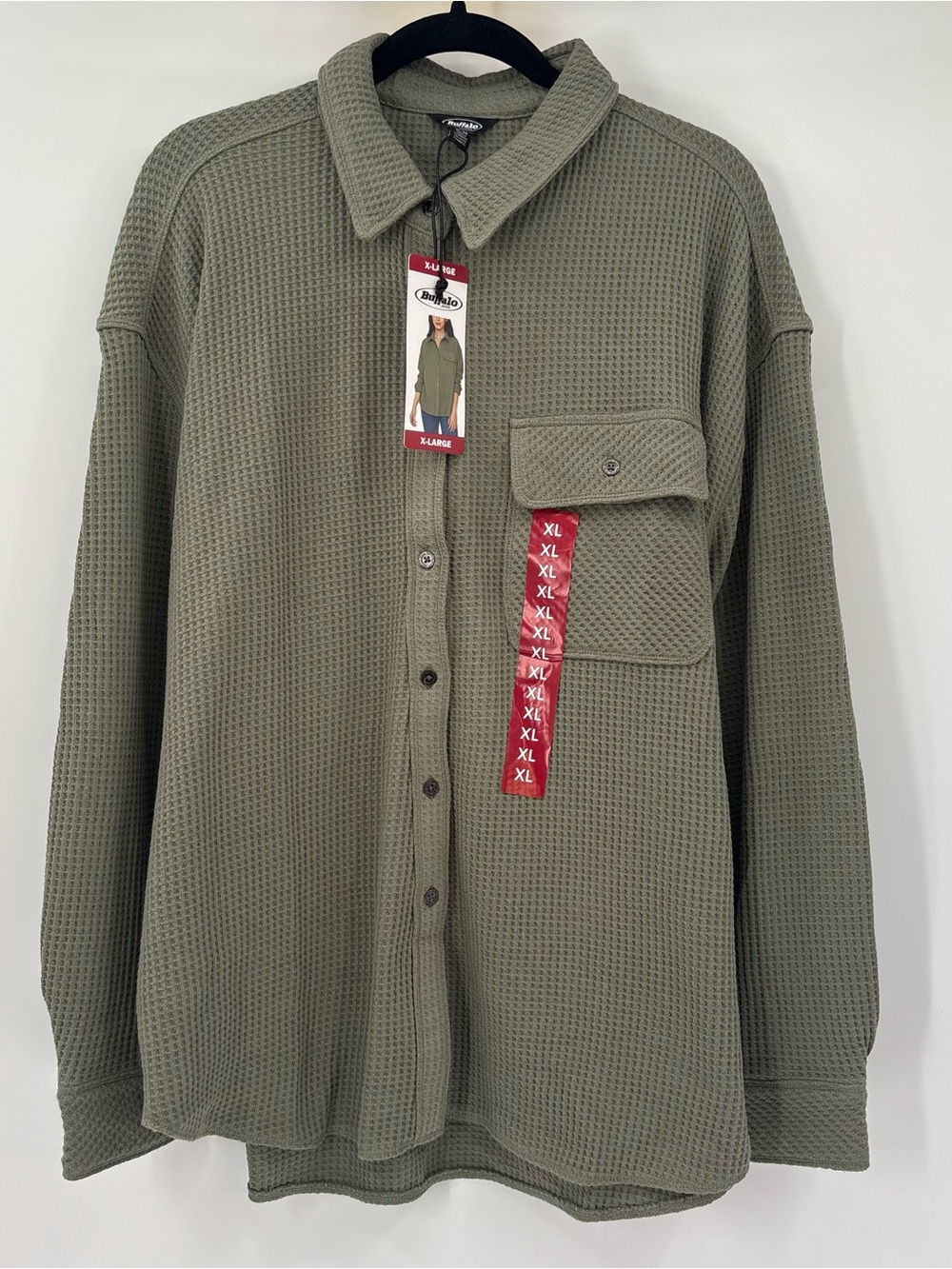 Brixton Olive Waffle-Knit Button Shirt - Picture 1 of 6